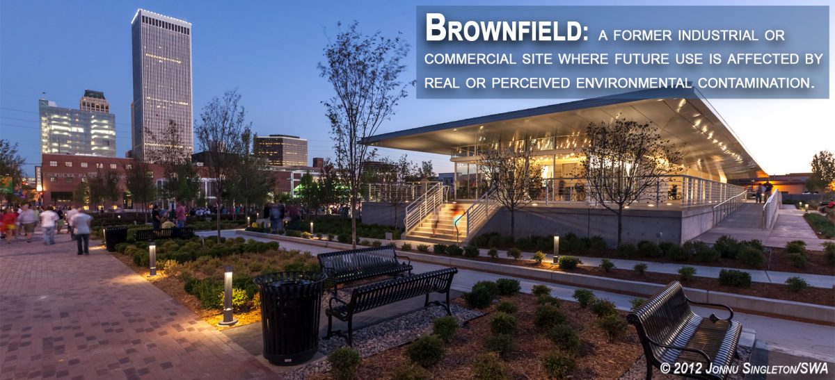 Brownfield: A former Industrial or commercial site where future use is affected by real or perceived environmental contamination.